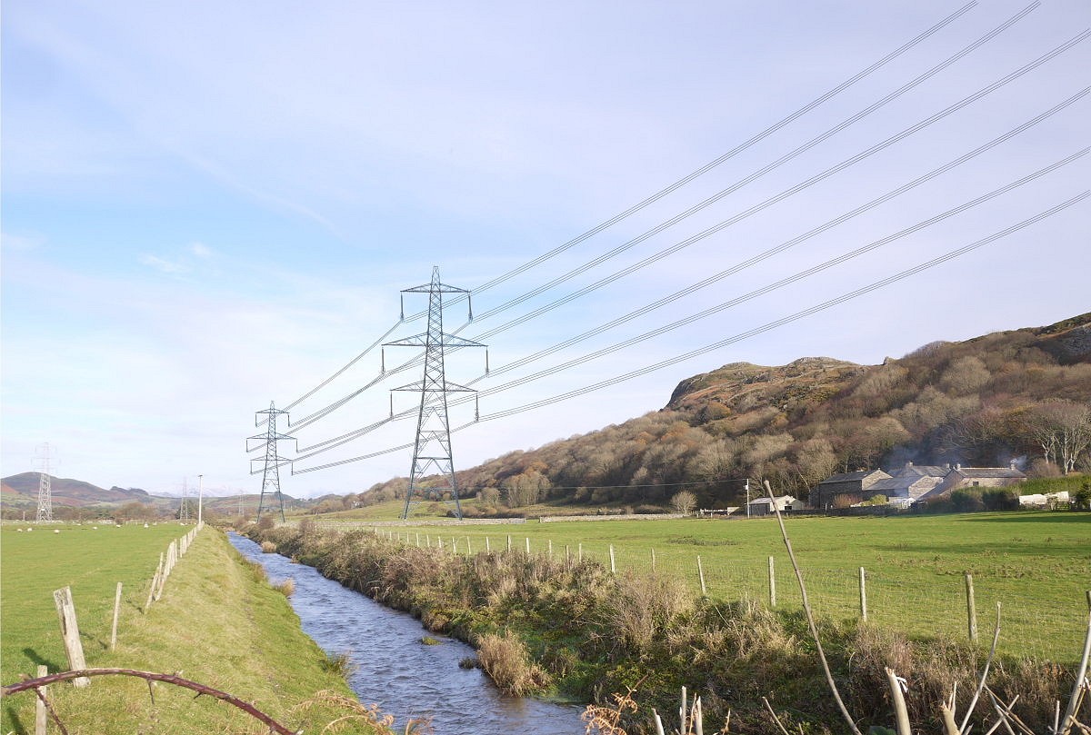 Mockup of how the new pylons would look in the Whicham Valley  © Power Without Pylons