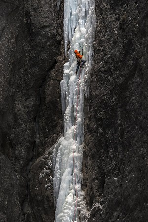Thin early season ice on 'La Spada nella Roccia'  © James Rushforth
