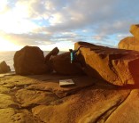 Bouldering bliss under late afternoon new years day sunshine
