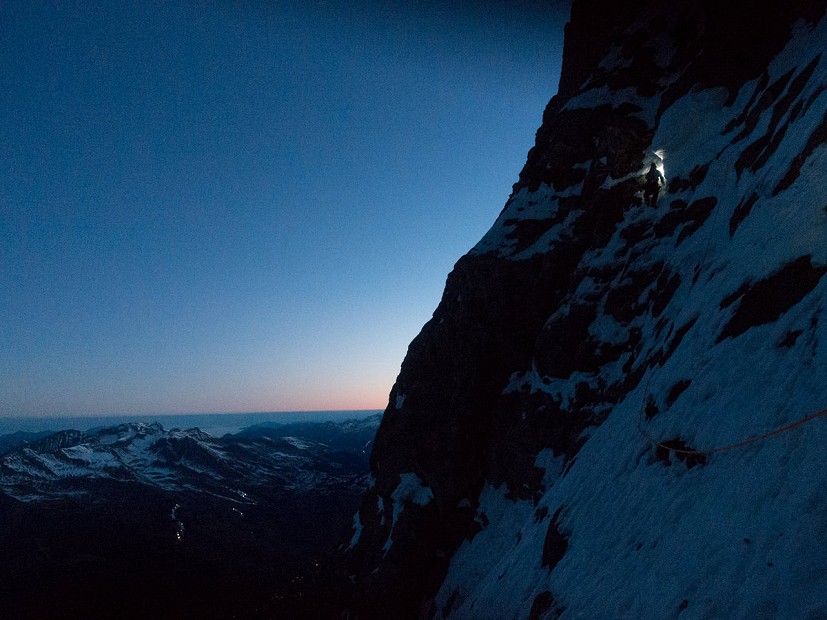 Early morning start on the lower part of the Eiger north face  © Archive Metanoia