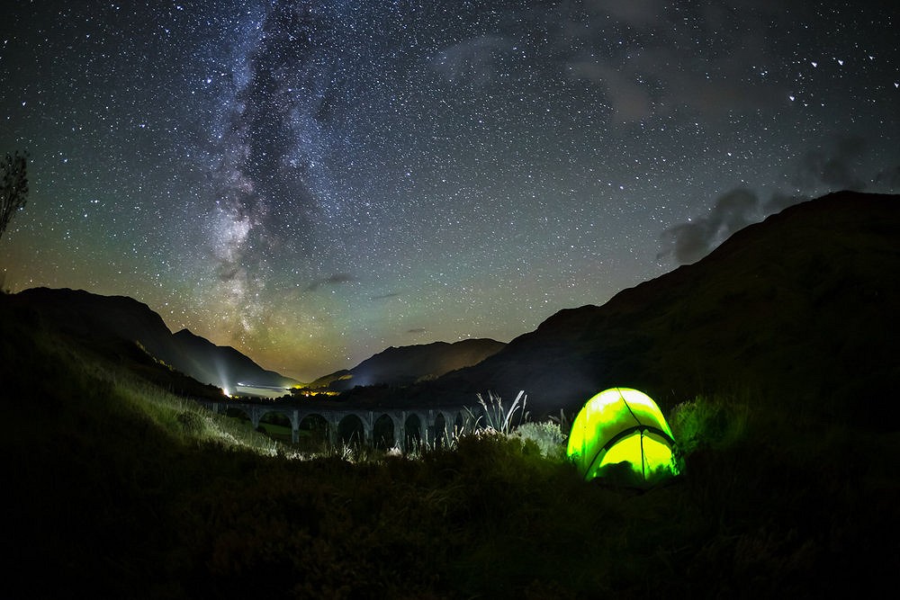 Camping at Glenfinnan Viaduct  © Chazsands