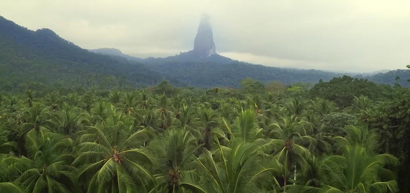 A volcanic pillar on the island of São Tomé and Príncipe, featured in a recent Adidas video  © adidas