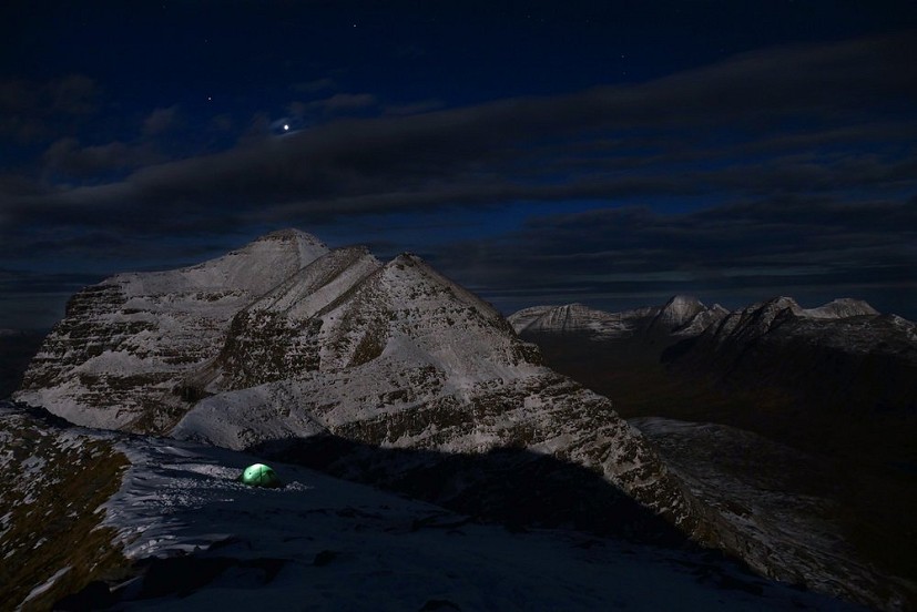 Winter camp whilst the full moon lights up Liathach and Venus moves overhead  © Al Todd