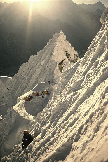 Ola Einang above Camp 2, which was pitched on the rim of a huge hollow serac   © Chris Bonington