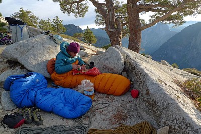 Backing up a sleeping bag with a down jacket obviously makes you warmer...  © Matthew Fuller