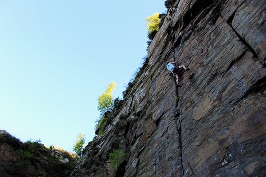 Crack climbing in The Gap, South Wales. (Will Chislett climbing "Land of the Dinosaurs", 6b+)  © willchis