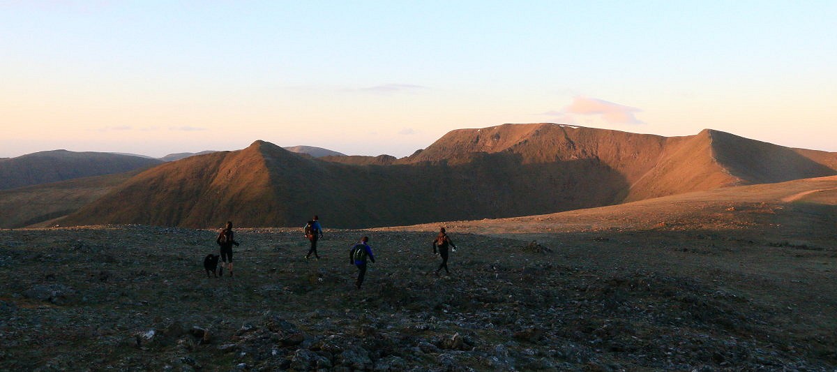 Nicky Spinks and friends head for Helvellyn at dawn  © Dan Bailey