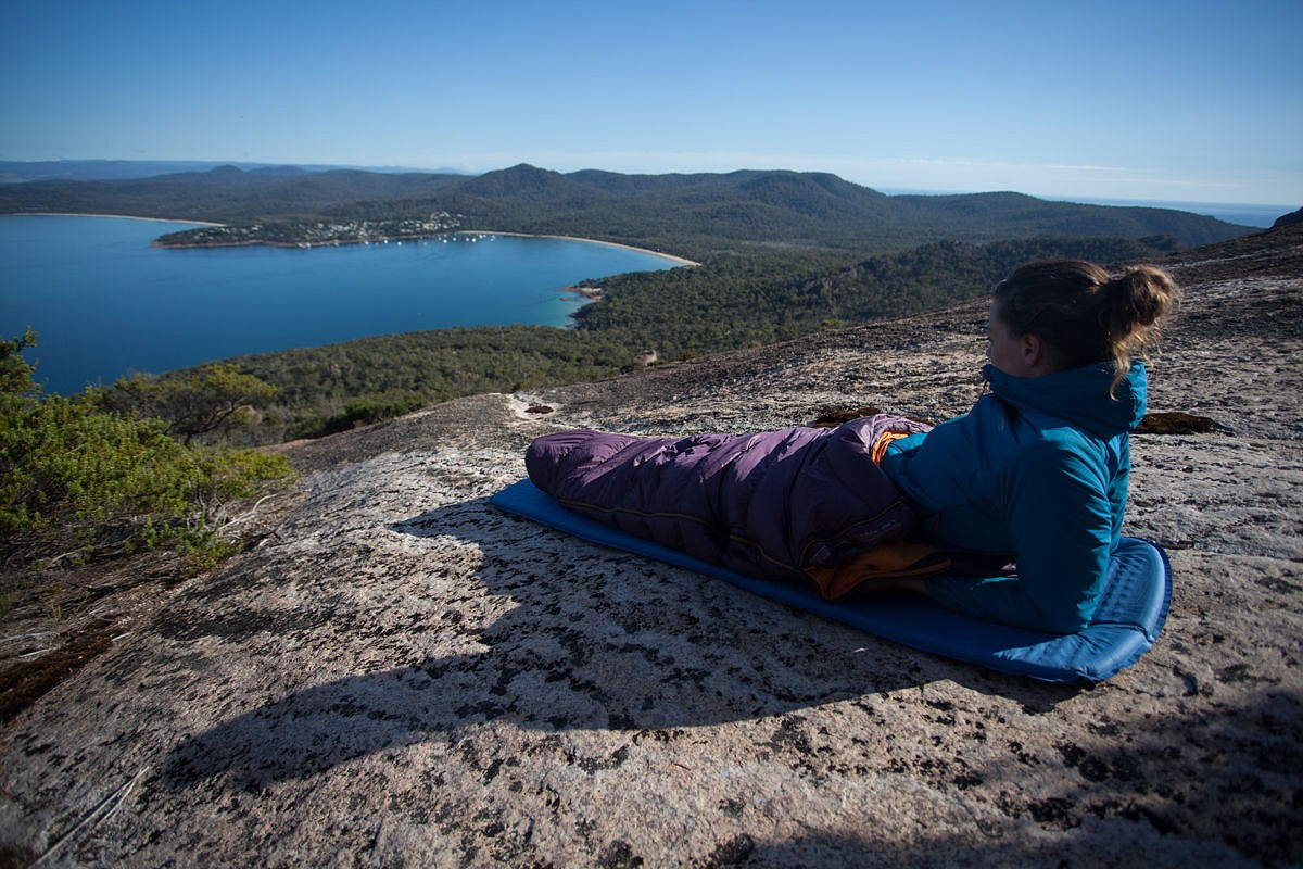 Saving weight in Tasmania with a sub-700g down sleeping bag  © Rob Greenwood
