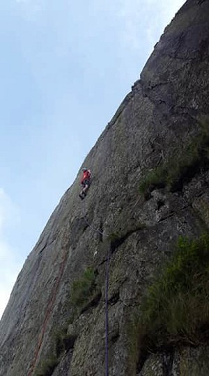 Caff on the first ascent of The Cumbrian Face  © Dan McManus