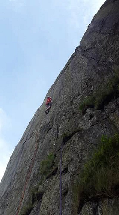 Caff on the first ascent of The Cumbrian Face