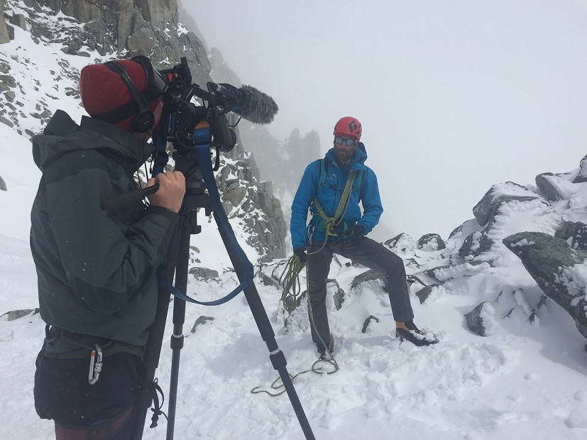 Pete Mason of Chamex talks UKC's Nick Brown through safe glacier travel  © Dan Bailey