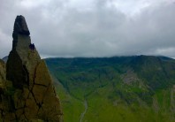 Napes needle on an atmospheric day, taken by a friendly passer by.