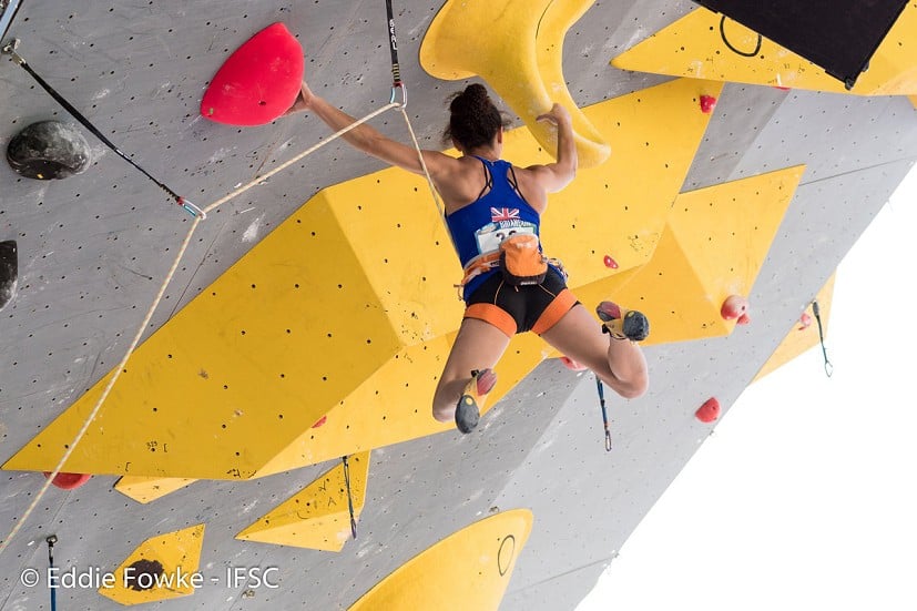 Molly Thompson-Smith climbing to 11th place in the IFSC World Cup, Briançon.  © UKC News