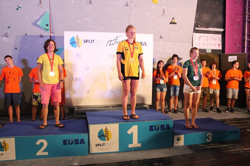 Jen and Ajda on the combined podium  © EUSA