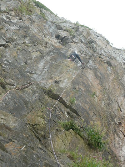 Peter Brown on 1st ascent at peg runner  © Peter Rock