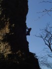 Cider Nut secnding the troute on the Pinnacle at Symonds Yat
