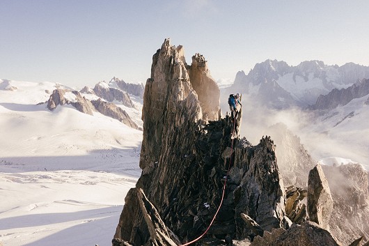 Steve on the classic Aig. d'Entreves traverse. Lucky to have it to ourselves!   © ali.scott