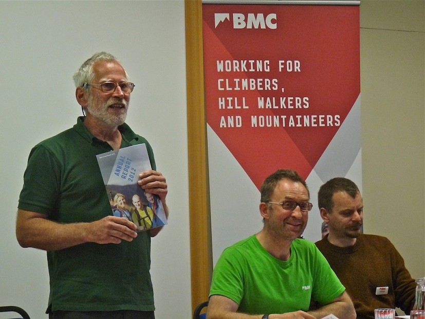 Ed (right) in his role as Vice President of the BMC at an AGM with Scott Titt and Dave Turnbull in 2012.  © BMC