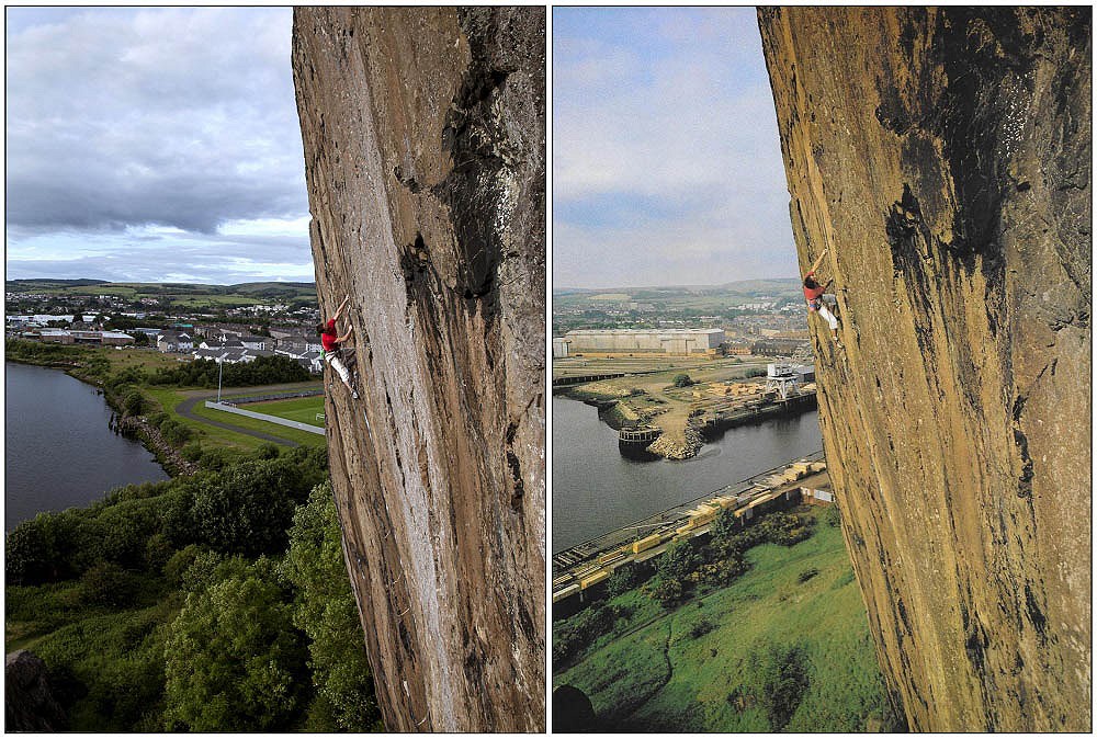 A fascinating recreation of David Jones' iconic shot of Cubby, 30+ years apart. Notice the changing landscape of Dumbarton.  © Martin McKenna