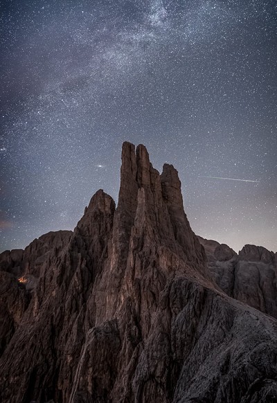 Perseid's Meteor passing the Vajolet Towers,Val Di Fassa.Dolomites  © craig123