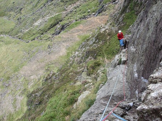 Will lake at the first belay from half way through the second pitch  © Richardlake