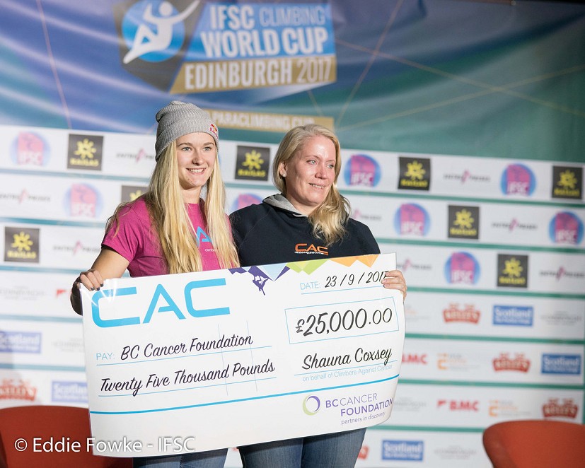 A donation was made by CAC to the British Columbia Cancer Foundation  © Eddie Fowke/IFSC
