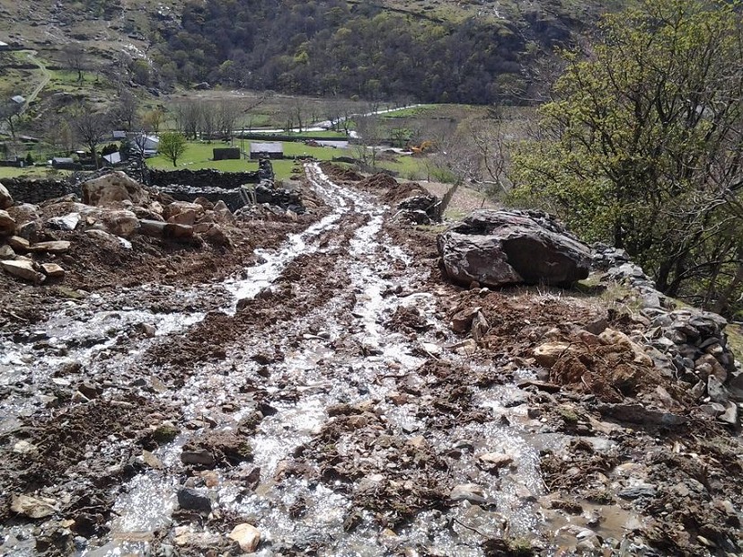 Micro Hydro constructions site damage above Nant Peris.  © Snowdonia Society