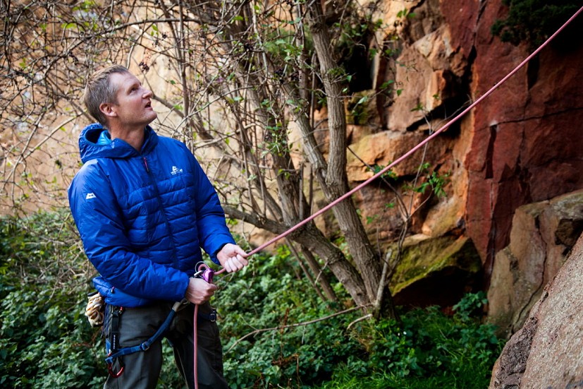 Like a real down jacket, it's perfect for hanging out at the crag  © Martin McKenna