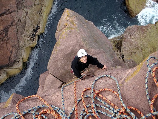 Terryl Morgan on the original route of the Old man of Stoer  © dmorgan27
