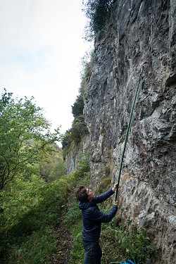 Climber 700 clipping a quickdraw to a bolt  © Rob Greenwood - UKC
