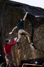 Mike Adams first ascent on a new climb at Stanage called Wild Card 7c+/8a.