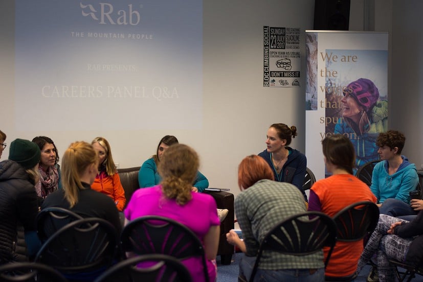 The Rab careers panel, one of the new smaller format interactive talks.  © Charlie Low