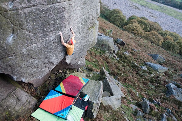 The author crimping his way along Spike at Bamford Edge  © Penny Orr