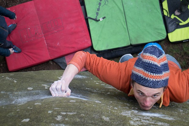 Rob Greenwood, Wild Boulderer, feeling the dizzying effects of The Wilderness, or The Wild, or something.  © Tim Hill