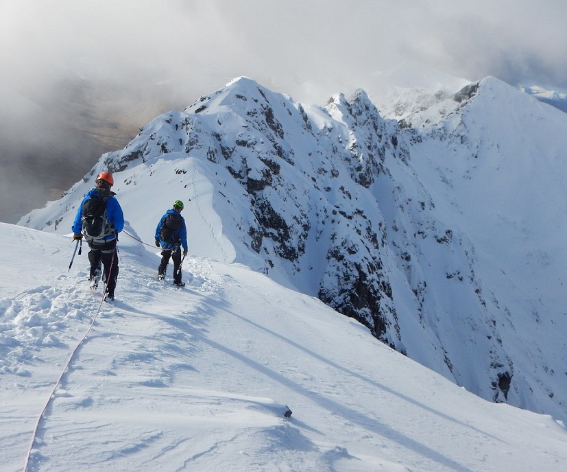 Mike Pescod and client on Aonach Eagach  © Mike Pescod