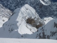 The unknown climber descends from Triglav, 2863 m, Slovenia, via the normal route,