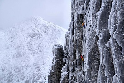 Guy Robertson and Greg Boswell on the third pitch of their new winter line on Bidean nam Bian  © Hamish Frost