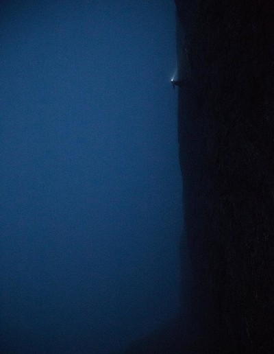Into the deep... 

A spot of night climbing on Tunnel Wall in Glencoe in the mist.  © apollo18