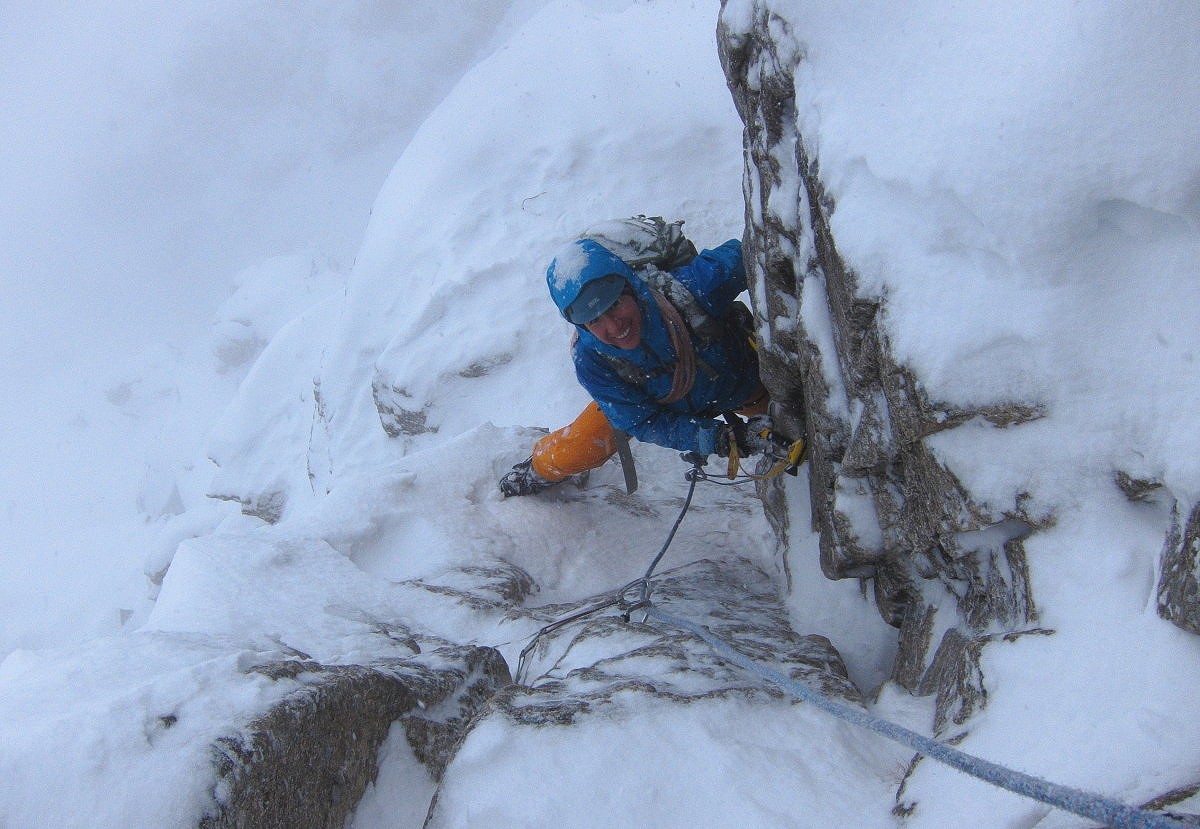 Roped up on Curved Ridge - not a bad idea in these conditions  © Dan Bailey