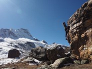 Exploring the boulders close to base camp in a remote corner of Nepal