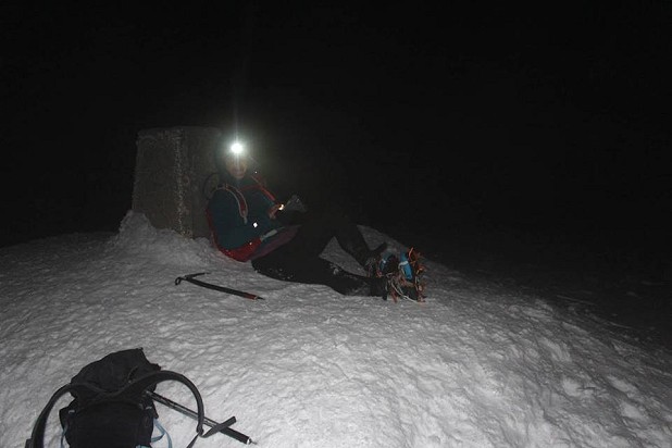 Helen on the summit of Ben Nevis.  © Kevin Woods
