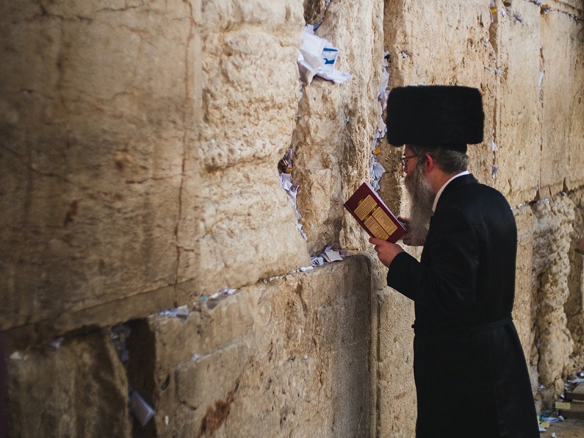 A Jewish man praying in front of the Western Wall in Jerusalem  © Mikulas Zubec