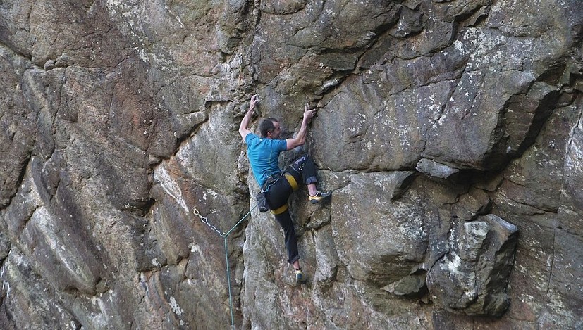 Dave ticking Leopold 8a off the list.  © Kevin Woods
