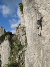 The photo showing the first part of the route "Ursus". It has an extension which brings the grade to f7b.
