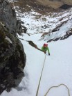 Tom on middle on Central Gully in Winter Corrie, Driesh