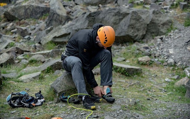 Testing out the  Montero Trousers at Bram Crag Quarry  © Paramo