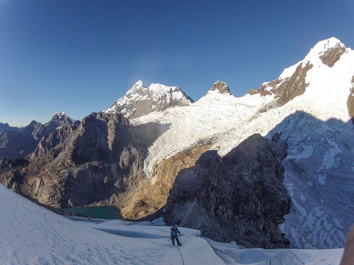 Another fine day in the Cordillera Blanca on an ascent of Maparaju.  © Tom Skelhon