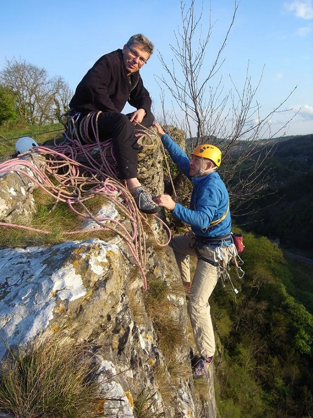 Mick and Paul enjoying a day at the crag together.  © Paul Ramsden
