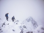 Two climbers ahead of us approaching the pinnacles, Crib Goch.