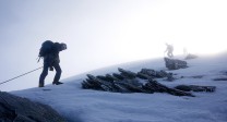 Climbing the summit snowfield